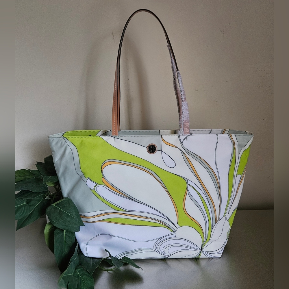 Tory Burch nwt Ella Large Twisty Chartreuse Flower Tote large